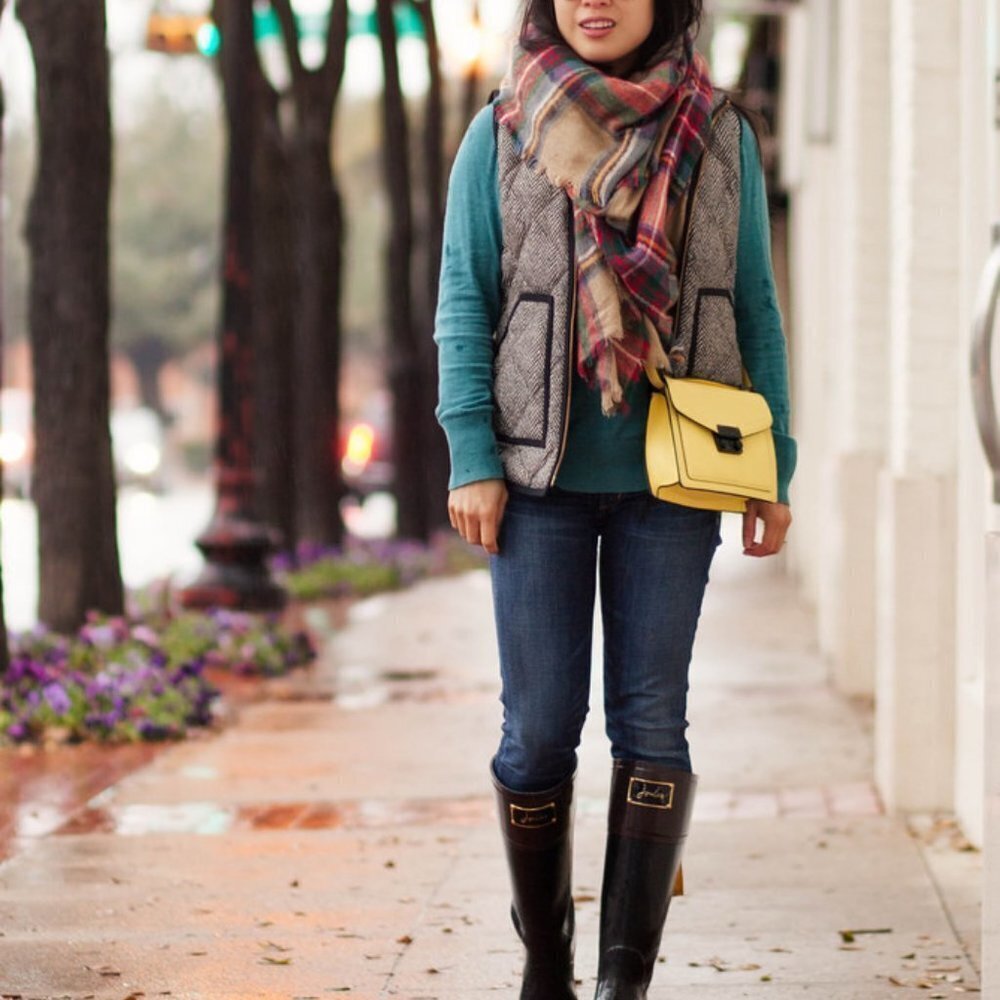 J. Crew Excursion Blogger Favorite Quilted Down Fill Vest Herringbone XS - Picture 7 of 16